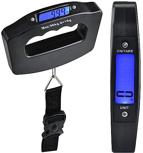 ZENO Luggage Scale | Digital Suitcase Weighing Scales | Handheld & Portable Travel Scales | Electronic Baggage Scales for Travelling | Luggage Scales 50KG | Black