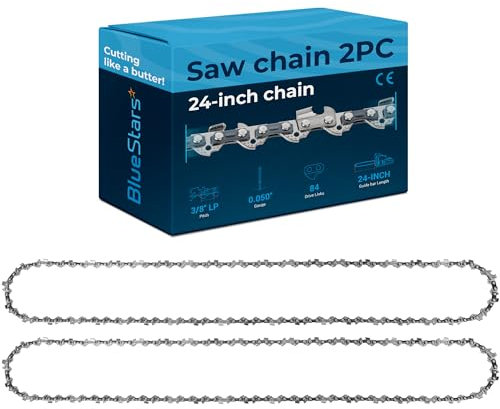 BlueStars 2 Packs 24-inch Chainsaw Chain 3/8 LP Pitch 0.050 Gauge 84 Drive Links - Compatible with Husqvarna 460 Rancher Stihl 33RS 84 25/24 MS390 MS310 MS361 MS460 MS500 Echo 72LPX84CQ E84