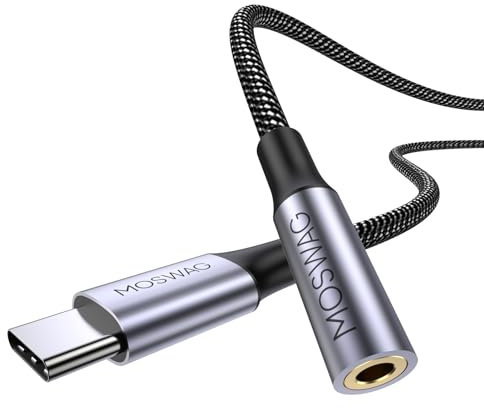 MOSWAG Adattatore jack per cuffie USB C a 3.5mm, adattatore audio USB C a cavo Dongle Aux per Samsung Galaxy S22 S21 S20 Ultra S20 + Nota 20 10 S10 S9 Plus, Pixel 4 3 2 XL, ipad Pro e altro ancora