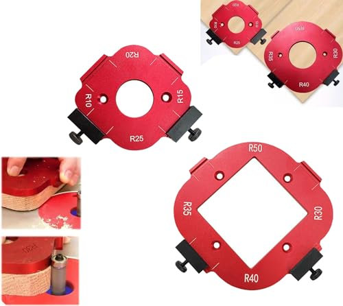 HFLWYWD 4 In 1 Arc Angle Positioning Template, Corner Radius Jig Router Template Tool,Aluminum Alloy Corner Radius Template,R10-R50 Reusable Positioning Improve Efficiency