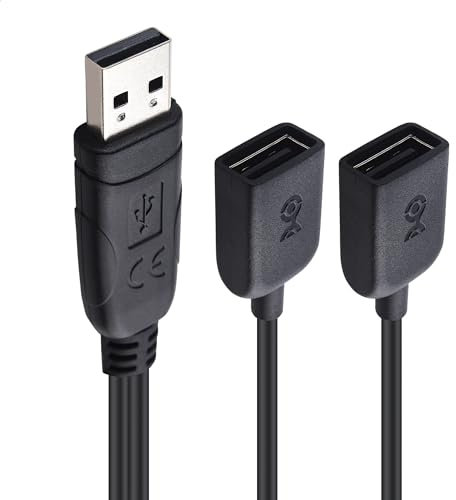 Cable Matters Répartiteur USB 2.0 A mâle vers Femelle 1 entrée 2 Sorties - 0.3m, Répartiteur USB en Y avec Transfert de données 480Mbps, Support de Charge BC 1.2, répartiteur d'alimentation USB