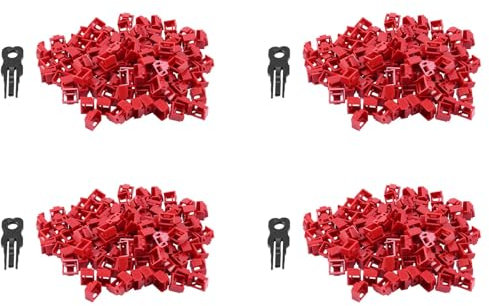 Oikabio 400Pcs Red RJ45 Port Ethernet LAN Hub Anti Dust Cover Plug Cap Blockout Protector with Proprietary Lock and Key