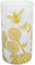 Half Moon Bay Clover Flower Blooms and Bumble Bees - by Kate Heiss - Mustard Yellow/White 6 x 3 Inch Ceramic Stoneware Cylindrical Flower Vase, VAKH01