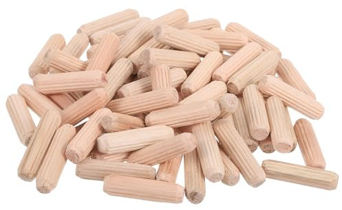 sourcing map Lot de 200 chevilles en bois, 8 x 30 mm, tiges en bois cannelées pour travail du bois rainuré, meubles artisanaux