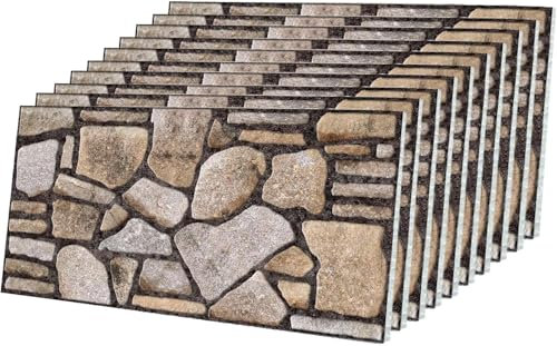 IZODEKOR 3D-Wandpaneele in Ziegelsteinoptik – 10 Stück, Timeless Stone - Verkleidung, Steinoptik, Styroporplatten für Wohnzimmer, Küche, Bad, Balkon, Schlafzimmer, Rückseite der Theke und Teras