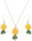 DEARMAMY Élégant Collier Avec Pendentif En Forme D'Ananas Boucles D'oreilles Ensemble De Bijoux Pour Femmes Style Collier Chaîne En Forme D'Ananas, molto grande, Cuir synthétique, Pas de gemme
