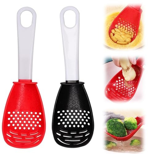 Multifunctional Cooking Spoon, Skimmer Slotted SpoonKitchen Gadgets for Cooking, Grating, Draining, Mashing, High Temperature Resistant(2pcs)