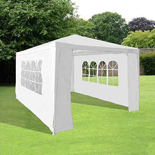 Gazebo 3m x 4m in White with 4 Side Walls by Garden Universe Steel Frame Marquee Canopy Party Tent GAZ03-White-Amz (We do not ship to CI or IOW.)