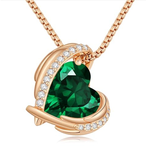 CDE Collana Delle Donna Cuore, Oro Rosa Birthstone Gioielli Donna Regali di Festa Della Mamma Lei Moglie Fidanzata Regalo Compleanno Anniversario San Valentino Natale | Placcata in Oro Rosa Catena Regolabile Collana Idee Anniversario Natale Regali per Fidanzata Moglie Amica Mamma Figlia