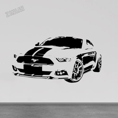 Wandaufkleber „Muscle Car V8“, Dekoration für Jungenzimmer, Spielzimmer, Bar, Vinyl, coole Autoaufkleber, Kunst, Wohnzimmer, Heimdekoration, Wandbilder, klein – 29x57cm