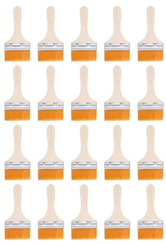 sourcing map Lot de 20 pinceaux de peinture en nylon plat de 7,6 cm avec manche en bois pour peinture, bricolage, peinture au latex, meubles, armoires, clôtures, orange
