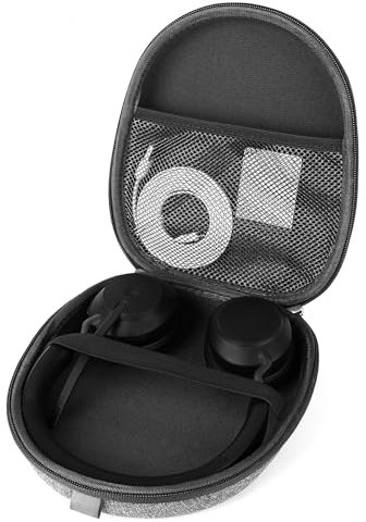 Linkidea Headphones Carrying Case Compatible with Jabra, Skullcandy, Mpow, Shure, Sennheiser, Protective Hard Shell Travel Bag with Cable, Charger Storage (Grey)