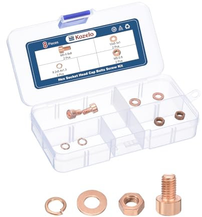 Kozelo 8pcs M5 Socket Head Cap Screws Bolts Nuts Assortment Kit - [M5-0.8x8mm] Red Copper Fully Threaded Hex Screw for 3D Printer Use