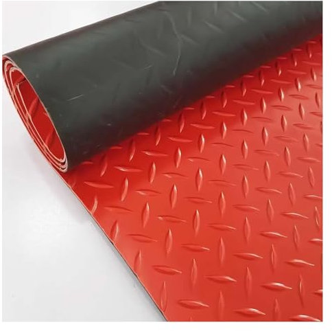 Tapis en caoutchouc à usage intensif, Tapis de sol de garage, tapis en PVC épais avec plaque de diamant, rouleau de sol for stationnement de voiture, texture antidérapante, revêtement en caoutchouc ro