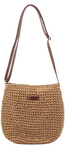 Kighdel Straw Bag for Women Woven Bag Holiday Handbag with Zipper & Adjustable Strap Woven Bags Perfect for Beach Trips Vacations Dates for Holiday Beach Travel Straw Bag for Women