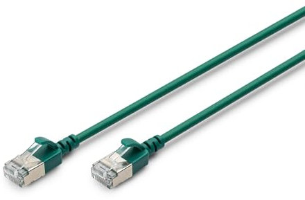 DIGITUS Cavo LAN Cat 6A - 1 m - Versione sottile AWG 32/7-10 Gbit/s - Cavo di rete RJ45 - F/FTP - PoE+ - LSZH - Compatibile con Cat-7, Cat-6, Cat-5e - Verde