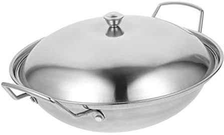 UQACHG 1 Set Pot Stove Pot with Lid woks & stir-Fry Pans hex clad Cooking Pot Metal Grilling Wok Noodles Cooker faberware Cooking Wok Frying pan Pasta pots Asia Stainl,