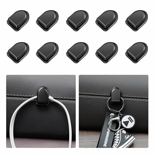 GGUFAY 10 Pezzi Ganci Adesivi per Auto Mini Ganci per Auto Ganci Autoadesivi per Auto Universali Mini Ganci per Cruscotto Auto Ganci Autoadesivi per Appendere Chiavi, Cavi USB, Cavi Per Cuffie, Borse