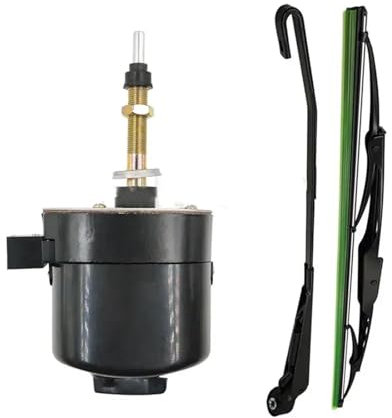 FUNFOB Wischermotoren Universal 12V Scheibenwischermotor Mit Arm Und Wischerblatt 105° Für Traktor Boot Oldtimer Classic Car Wischermotor