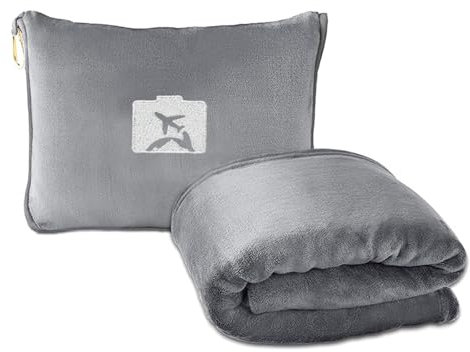 Coperta da Viaggio Ultraleggera e Calda Coperta da Viaggio Portatile Coperta Pieghevole Coperta Portatile per Viaggi in Aereo per Viaggi in Auto Campeggio a Lunga Distanza Escursione (Grigio)