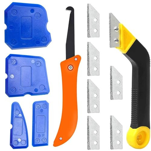 12 Pcs Grout Removal Tools Set,Tile Caulk Tool Kit,Hand Saw Angled Grout Rake, Efficient Removal Grouting Tool for Tile Cleaning