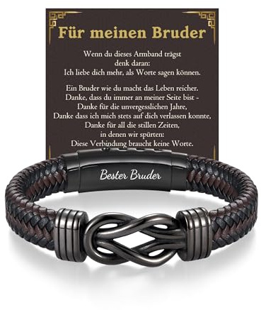 PDTU Geschenke für Männer, Lederarmband als Geschenke für Mann Ehemann Freund Papa Bonuspapa Stiefvater Enkel Opa Sohn Bruder zum Geburtstag Weihnachten Valentinstag Jahrestag Vatertag Abschluss