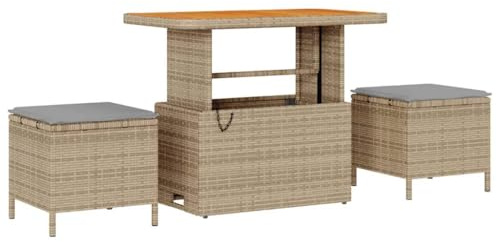 vidaXL 9-teiliges modulares Garten-Sofaset in Beige aus Poly-Rattan, Outdoor-Sitzmöbel mit hellgrauen Kissen. Wetterfest und bequem – perfekt für entspannte Stunden auf der Terrasse.