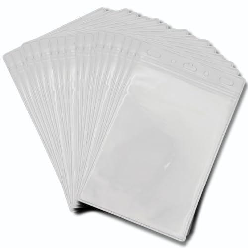 OfficeGear Lot de 200 porte-badges d'événement verticaux à suspendre format A6 (105 x 150 mm) – Fermeture à glissière pour cartes d'identité, passeports, badges visiteurs délégués