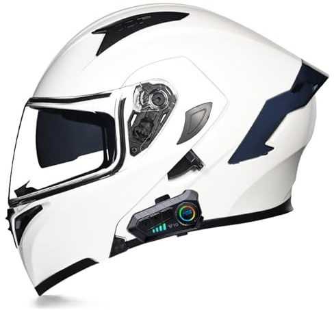 Modularer Motorradhelm Klapphelm mit Bluetooth Integrierter Roller Helm DOTECE-Zertifizierung KlappIntegralhelme mit Doppelvisier für Damen und Herren Bluetooth Motorrad Helm
