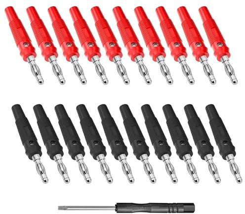 20 STK Bananenstecker 4mm,24A Bananenstecker für Lautsprecher | Steckverbinder für AV-Receiver HiFi Stereoanlagen, Kabel Boxen Endstufen Receiver, Kein Schweißen ＆ Rutschhemmend