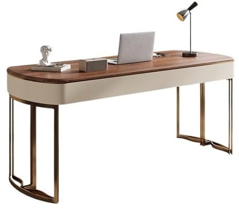 ZENGXJYCQINGJIANG Gaming Desk Home Office Desk with Metal Frame, Modern Writing Study Workstation with Storage Drawers, Rustic Brown(S)