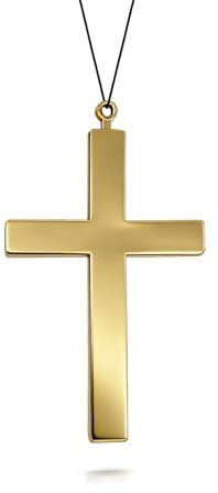 Kreuz Anhänger mit Kordel,Halskette Kreuz,Kreuz Kette für Männer,Kreuz Halskette,Halskette Kreuzkette für Priester, Pfarrer, Bischof, Accessoire, Karneval, Mottoparty, Zubehör, Halloween Größe 22,5 cm