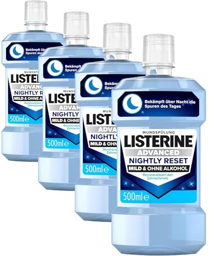 Listerine Advanced Nightly Reset Mundspülung, milder Geschmack, 4 x 500 ml