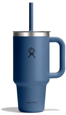Hydro Flask - Travel Tumbler 946 ml (32 oz) | Transparenter Press-In Strohhalmdeckel – Edelstahl – Doppelte Vakuumisolierung – Spritzfest – Harbor Blue