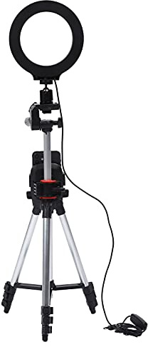 EIMSOAH Dimmable LED Ring Light with Tripods for Makeup Video Studio, Aluminum Alloy, 6.2in Ring Light Diameter, USB Powered for Desk Lamp or Floor Lamp