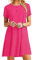 OMZIN Donna Abito T-Shirt A Maniche Corte Casual Allentato Girocollo Taglie Forti Fucsia M