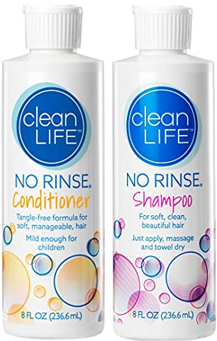 No-Rinse Shampoo and Conditioner Bundle - 8 fl oz per Bottle - Leaves Hair Fresh, Clean and Odor-Free