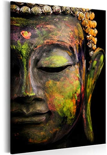 decomonkey Bilder Budda 80x120 cm 1 Teilig Leinwandbilder Bild auf Leinwand Wandbild Kunstdruck Wanddeko Wand Wohnzimmer Wanddekoration Deko Buddhismus Buddha