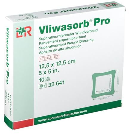 Vliwasorb Pro 12.5cm x 12.5cm Super-Absorbent Wound Dressing 32641 (x10)