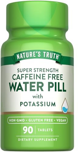 Nature's Truth Super Strength Water Pill with Potassium | 90 Count | Caffeine Free | Vegan, Non-GMO & Gluten Free