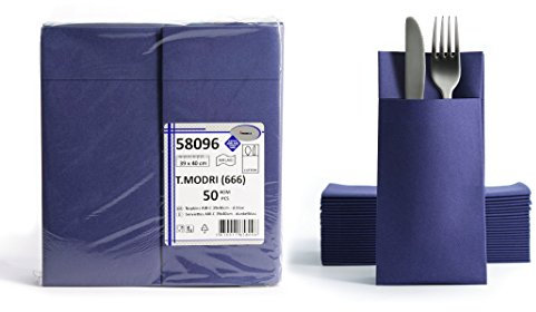 AROBA 500x Airlaid Besteckservietten (Blau, 39x40 cm) - Hochwertige Serviettentaschen - Fertig gefaltete Bestecktaschen - Stoffähnliche Airlaidservietten
