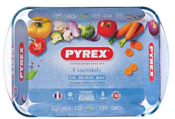 PYREX Hitzebeständige Auflaufform Ofenform Lasagneform mit Griffen Essentials (35x23 cm - 2,6 L)
