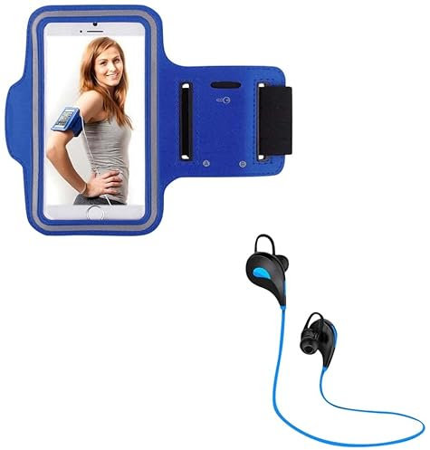 Pack Sport per Samsung Galaxy S10 + Smartphone (Auricolari Bluetooth Sport + Braccialetto) Courir T7 (Blu)