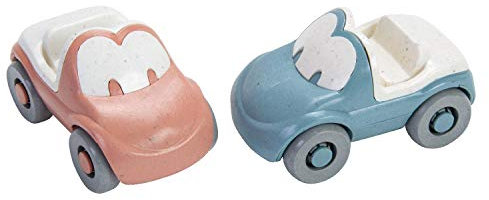 Dantoy Tiny Fun Autos BioPlastic, 90% Zuckerrohr, spülmaschinenfest, ab 6+ Monaten, hellblau/rosa, 2-teilig (1 Set)