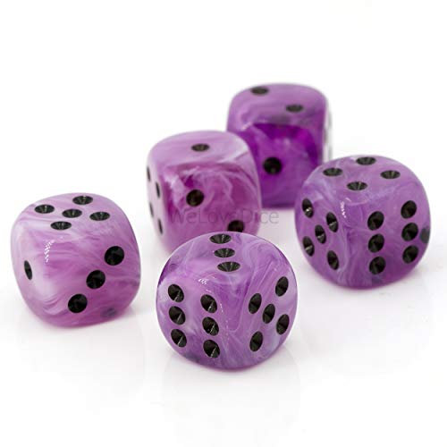 WeLoveBeads W6 Würfel stiefmütterchen lila/schwarz - Made in Germany! - 5Stk