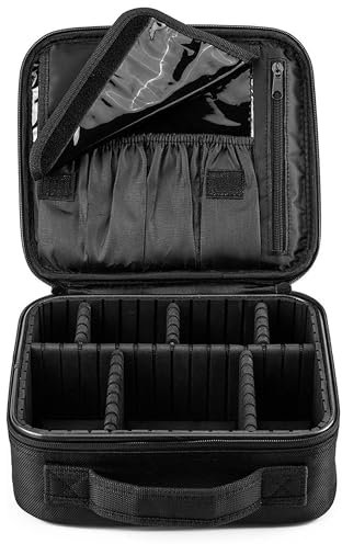 FORRICA Beauty Case da Viaggio Donna Borsa Cosmetica Professionale Portatile Trousse Make Up Organizers Trucchi Ragazza Valigetta Porta Trucchi con Divisori Regolabili Nero