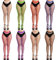 CHRORINE Lot de 8 bas résille taille haute 8 couleurs pour femme