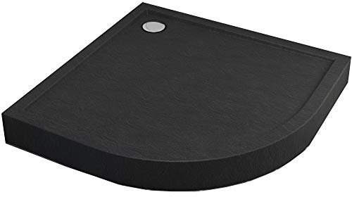 Sellon24® Receveur de douche noir effet pierre noir DIN 51097 A 12 cm de haut (90 x 90 x 12 R55)