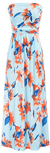 GRACE KARIN Women Strapless Dress Casual Loose Ruched Long Maxi Dress with Pockets