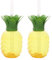 Pineapple Cups,2 Pcs Hawaiian Luau Reusable Pineapple Cocktail Cup with Straw and Removable Lid,Translucent Yellow Pineapple Drink Cups Leak Prevention Drink Cups for Beach Theme Party Supplies